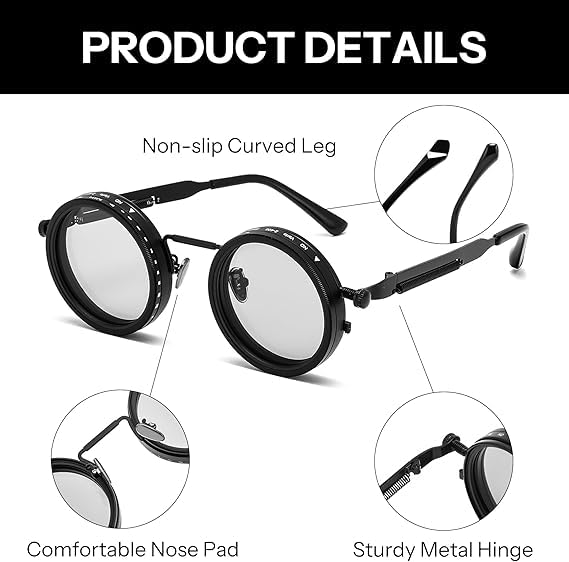 🕶️ Adjustable Tint Steampunk Sunglasses