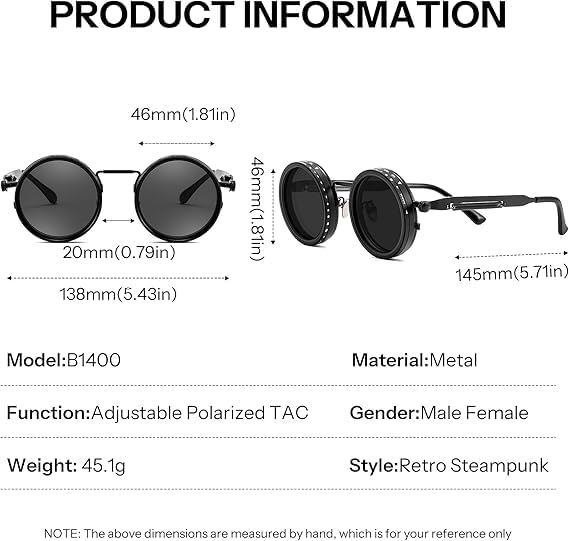 🕶️ Adjustable Tint Steampunk Sunglasses