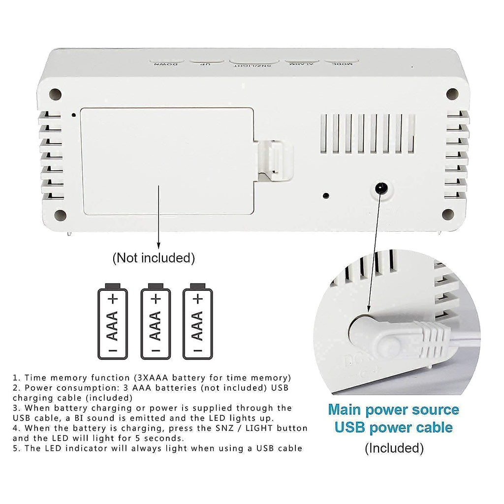 LED Mirror Digital Alarm Clock – USB Powered Desktop Clock with Temperature Display, Snooze Function