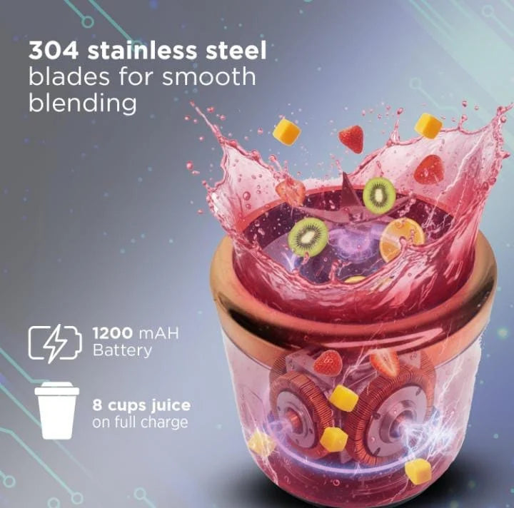 Portable Electric Usb Juice Maker Juicer Bottle Blender Grinder Mixer, Rechargeable